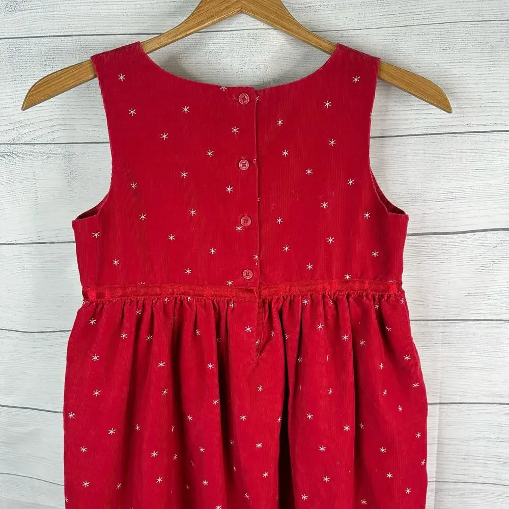 OshKosh B'gosh Girls size 10 Sleeveless Corduroy Holiday Christmas Dress Red